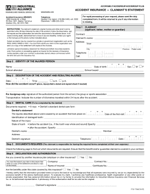 Accident Insurance Claimant's Statement