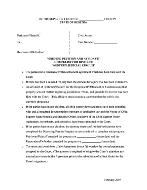 Georgia Divorce Petition and Affidavit