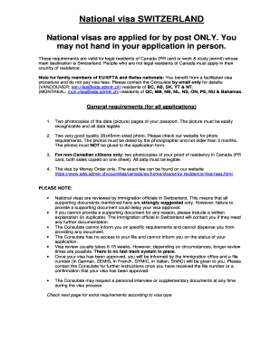 Switzerland National Visa Application