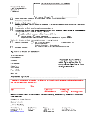 German Certificate of Good Conduct Application