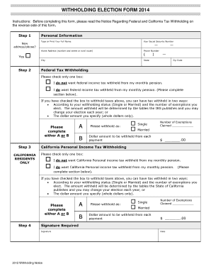 Withholding Election Form