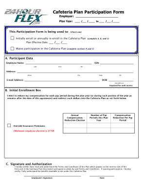 Cafeteria Plan Participation Form