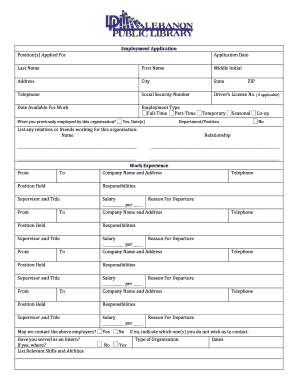 Employment Application Form
