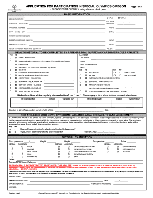 Special Olympics Oregon Participation Application