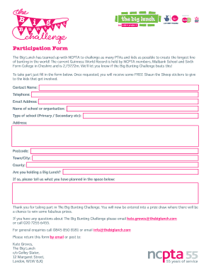 Big Bunting Challenge Participation Form