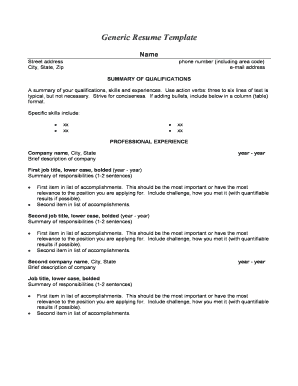 Generic Resume Template