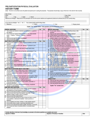 Pre-Participation Physical Evaluation Form