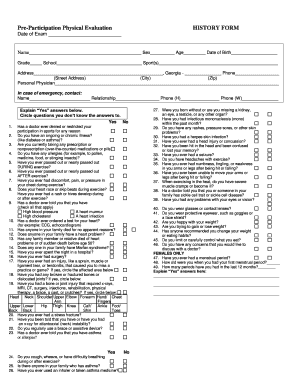 Pre-Participation Physical Evaluation Form