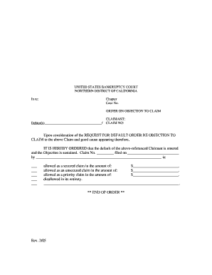 US Bankruptcy Court Order on Objection to Claim