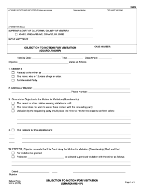 Objection to Motion for Visitation (Guardianship)