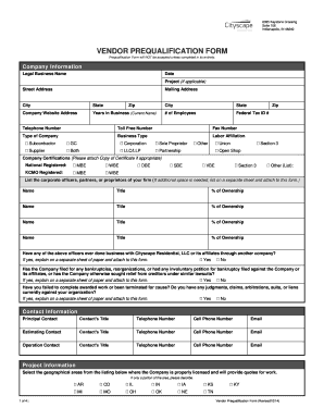 Vendor Prequalification Form