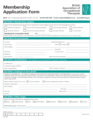 BAOT Membership Application Form