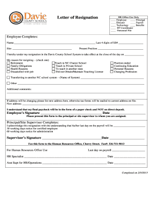 Teacher Resignation Letter