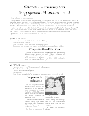 Engagement Announcement Form