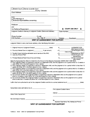 Writ of Garnishment for Support