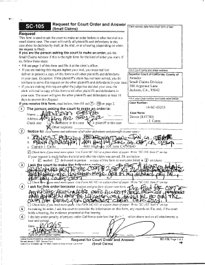 California Small Claims Court Order Request