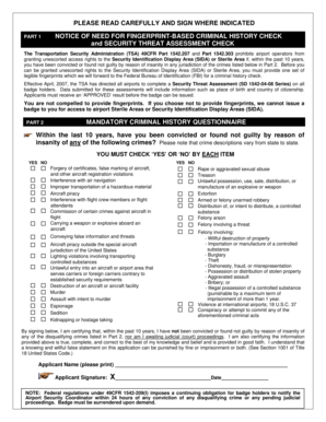 TSA Criminal History Check Form