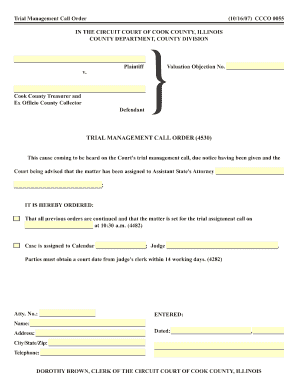 Trial Management Call Order