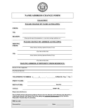 Name and Address Change Form