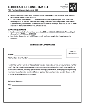 Certificate of Conformance