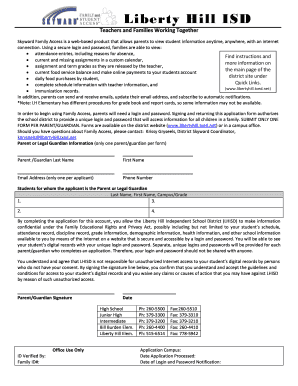 Liberty Hill ISD Family Access Application Form
