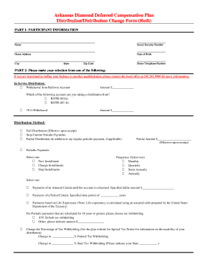 Arkansas Diamond Deferred Compensation Plan Roth Distribution Form