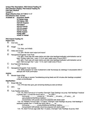 PED Enteral Feeding Medical Plan