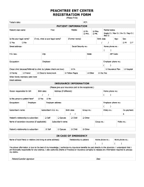 Peachtree ENT Center Patient Registration Form