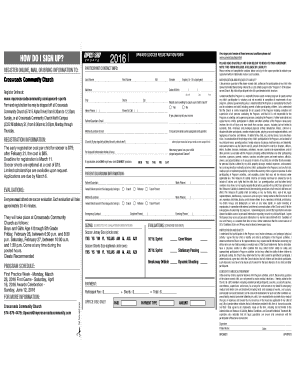 2016 Upward Soccer Registration Form