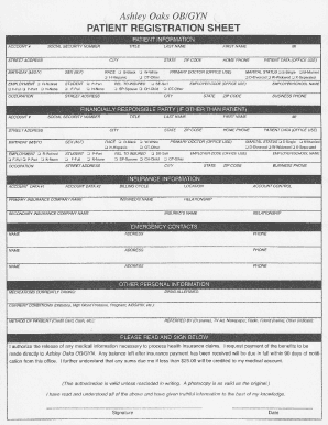 Patient Registration Sheet