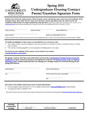 Spring 2015 Undergraduate Housing Contract