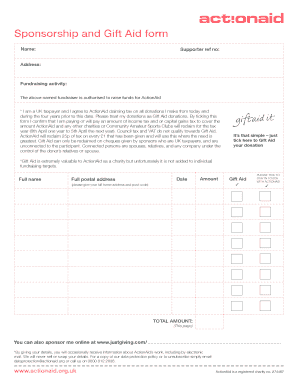 UK Gift Aid Sponsorship Form