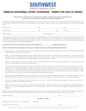 Tennessee Educational Lottery Scholarship Leave of Absence Request