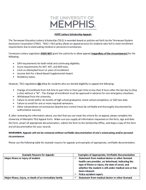 Tennessee HOPE Scholarship Appeal Form