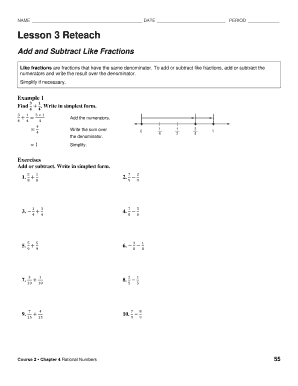 Add and Subtract Like Fractions Worksheet