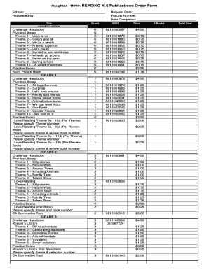 Houghton Mifflin Reading K-5 Order Form