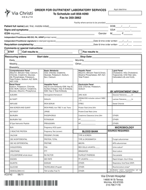 Order for Outpatient Laboratory Services