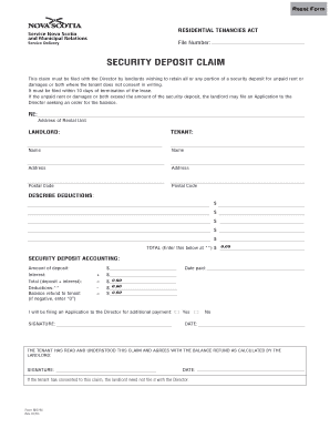 Security Deposit Claim Form
