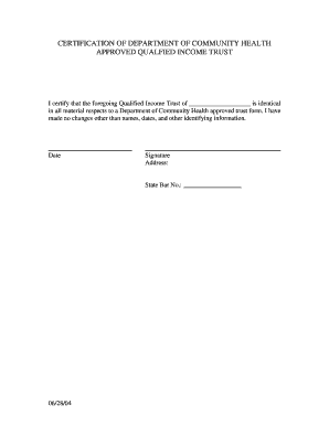 Qualified Income Trust Certification