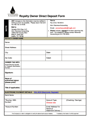 Royalty Owner Direct Deposit Form