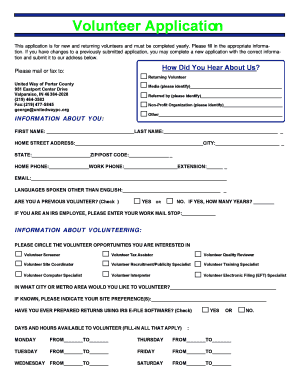 Volunteer Application Form