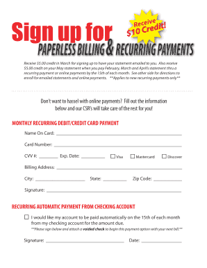 Paperless Billing and Recurring Payment Enrollment Form