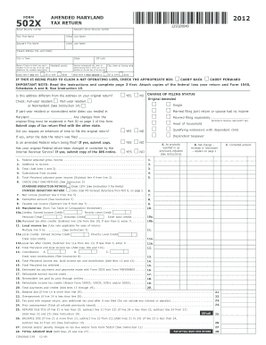 Maryland 502X Amended Tax Return