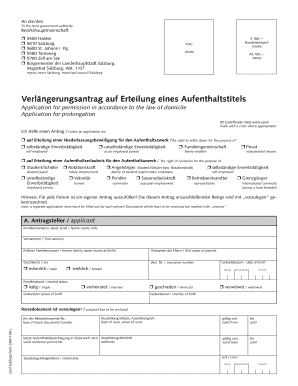 Verlängerungsantrag auf Erteilung eines Aufenthaltstitels