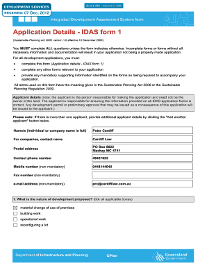 IDAS Form 1 - Development Application