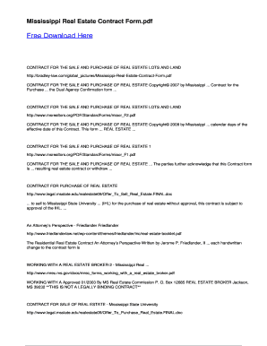 Mississippi Real Estate Contract Form