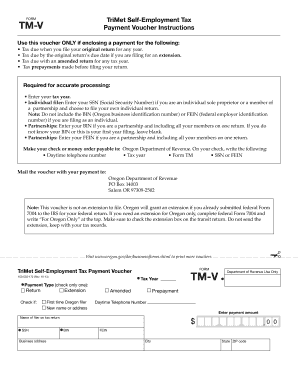 Oregon TriMet Self-Employment Tax Payment Voucher