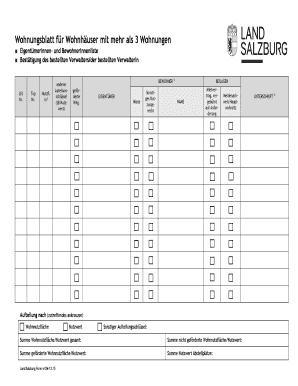 Wohnungsblatt für Wohnhäuser mit mehr als 3 Wohnungen
