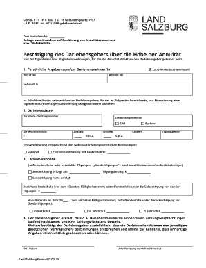 Bestätigung des Darlehensgebers über die Höhe der Annuität