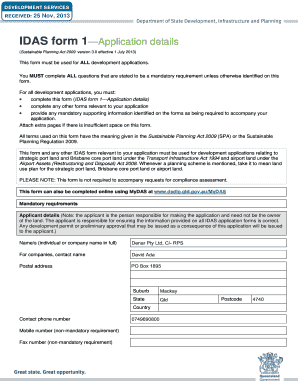 IDAS Form 1 Application Details